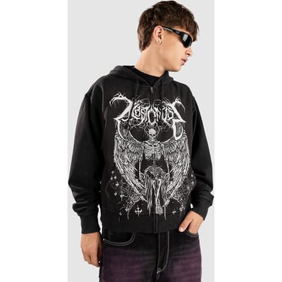 A Lost Cause Fallen Angel Boxy Zip Hoodie zwart