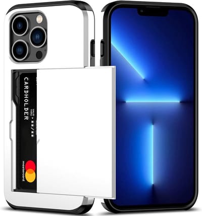 Mobiq pashouder hoesje geschikt voor iPhone 13 Pro Max | vakje voor pasjes wit