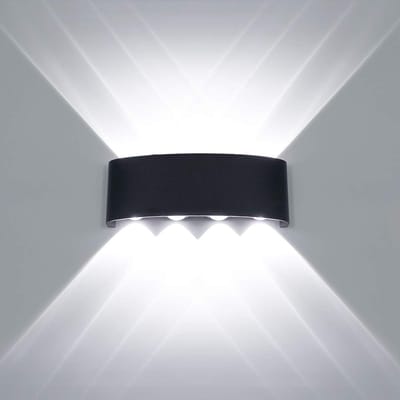 TOVBMUP Moderne wandlamp - LED omhoog en omlaag wandlamp - binnen en buiten waterdichte aluminium muurring - geschikt voor badkamer, veranda, hal, woonkamer, trap, gang - 8W - wit
