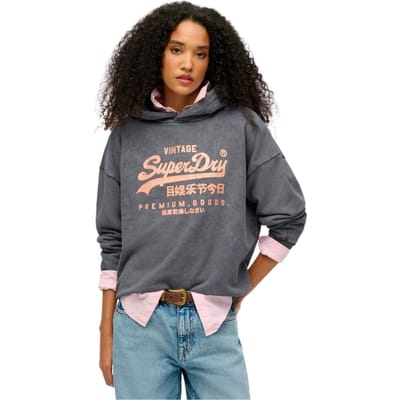 Superdry - Vintage Relaxed-hoodie met metallic logo - Dames - Hoodies