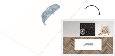 Keukenloper - Loper keuken - Vis - Dieren - Grijs - Aquarel - 120x50 cm - Keukenloper vinyl