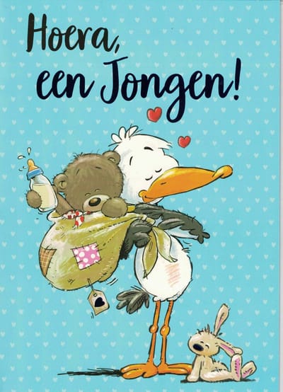Wenskaart A4 - wenskaart XL - Geboorte jongen - geboorte zoon - gefeliciteerd met jullie baby