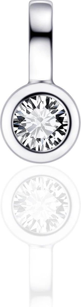Gisser Jewels - Hanger excl. Collier - Solitaire gezet met Zirkonia in Gladomzetting - 4mmØ - Gerhodineerd Zilver 925 - P1039 - Sieraad - Dames