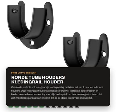 Dailygoods- Buissteun - Set van 2 - 38mm Opening - Roestvrij Staal - Kledingstang Houder - Antivuil en Schokbestendig - Eenvoudige Installatie - Kledingroede