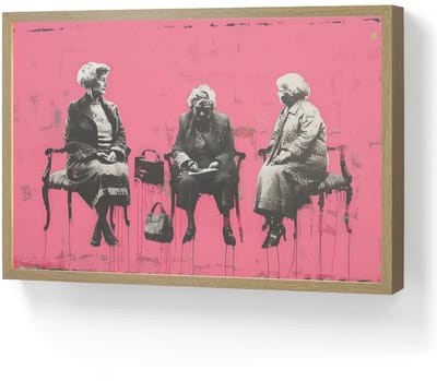 Wandlamp 60x40 cm - Oplaadbaar - Graffiti - Roze - Street art - Vrouwen - Wandlampen binnen woonkamer - Slaapkamer lamp - Decoratieve nachtlamp - Vloerlamp draadloos