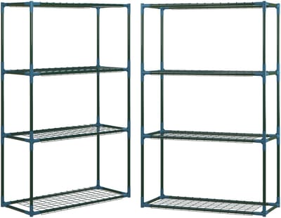 Bloemenstandaard Set van 2 70x27x110cm Groen 4 Niveaus 10kg per Legplank Geschikt als Opbergrek voor Buiten Woonkamer