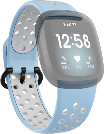 Hama Sportpolsband Voor Fitbit Versa3/Sense Ademend Univ. Lichtblauw/grijs