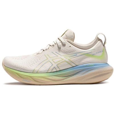 Asics Gel-Nimbus 25 Comfortabele Sportieve Stof Synthetische Leren Lage Marathon Hardloopschoenen Heren Sneaker Lichtgroen Blauw 1011B821-200 44 white