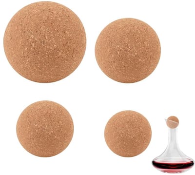 Dailygoods- Wijnkurk Houder 4 Stuks - Wijnkurkafsluiter - Houten Kurkbal Stopper - Vervanging Wijnkaraf - 4 Maten - 2,4 inch/6,1 cm, 1,97 inch/5 cm, 1,57 inch/4 cm, 1,18 inch/3 cm - Kurkstopper