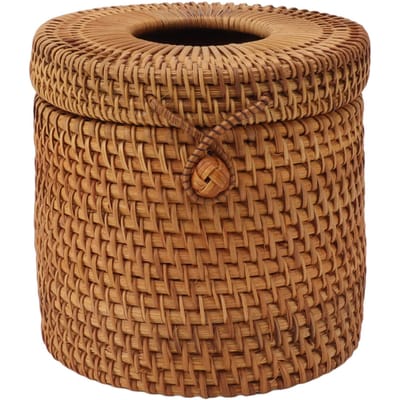 Couvre-boîte à mouchoirs rectangulaire en rotin Tresse de rotin Porte-boîte à mouchoirs pour organisateur de salle de bain Cylinder Style