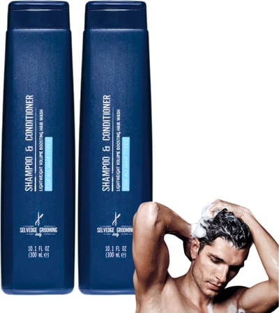 Selvedge Grooming Power Duo Shampoo met Conditioner - 2 x 300 ml - Shampoo Mannen - Natuurlijke Haarverzorging Mannen - Shampoo Voordeelverpakking