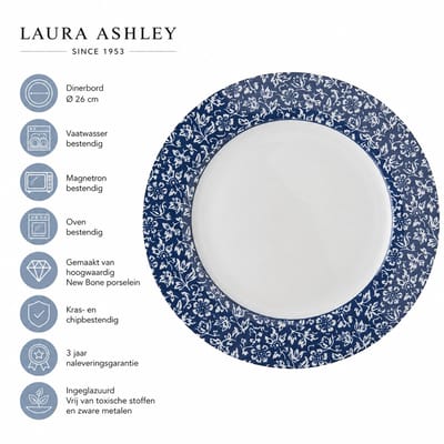 Laura Ashley Blueprint Collectables Borden - Dinerborden - Ø 26cm - Sweet Alyssum - Kerstservies