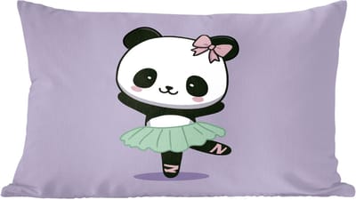 Sierkussens - Kussentjes Woonkamer - 60x40 cm - Panda - Paars - Sierlijk - Kawaii