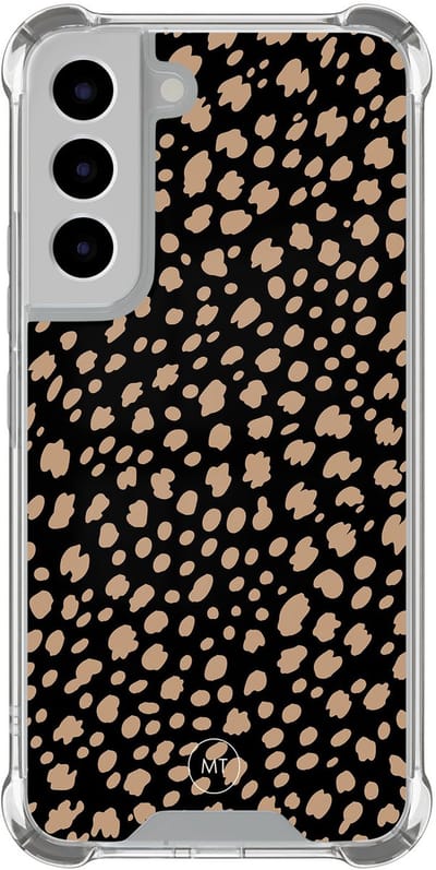 Hoesje (shockproof) geschikt voor Samsung Galaxy S22 - Savannah spots - Extra sterke case - TPU/polycarbonaat - Gestipt - Zwart, Bruin, Transparant
