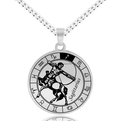 Sterrenbeeld Boogschutter (Sagittarius) Ketting Zilverkleurig - Roestvrij Staal Zodiac Talisman - Stainless Steel - 60cm - Pax Amare