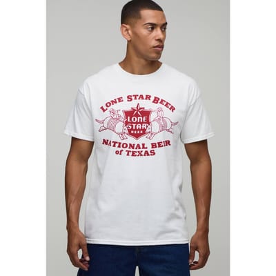 Regular T-shirt Met Lone Star Beer Licentie Print | White | Size XS