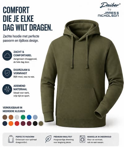 James And Nicholson Heren Basis Hoodie (Olijf)