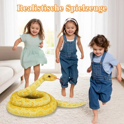 SnelShoppen - Grote Gele Slang Knuffel voor Kinderen, 200 cm Lange Pluche Slang Speelgoed, Zachte en Ademend Cuddly Toy, Slang Prank Props voor Jongen