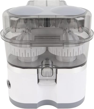 Elektrische Citruspers - Dubbele Kop Sapcentrifuge - Snel Sap Maken - Efficiënt Dubbel Ontwerp - 22 cm Hoog - Wit