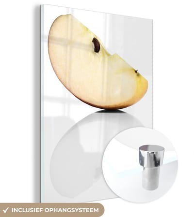 ® Glasschilderij 120x160 cm - Schilderij acrylglas - Appel - Fruit - Rood - Foto op glas - Muurdecoratie woonkamer - Wanddecoratie slaapkamer - Schilderijen