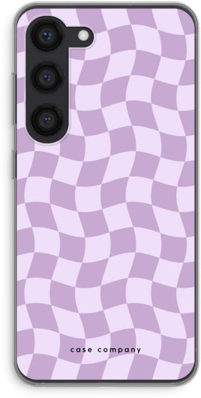 Case Company® - Hoesje geschikt voor Samsung Galaxy S23 hoesje - Grid Paars - Soft Cover Telefoonhoesje - Bescherming aan alle Kanten en Schermrand