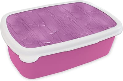 Broodtrommel Roze - Lunchbox - Brooddoos - Patronen - Verf - Paars - 18x12x6 cm - Kinderen - Meisje