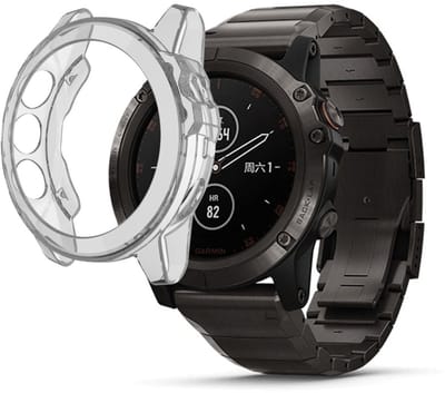 Stravo Soft Case Sport Hoesje voor Garmin Fenix 5 / Fenix 5 Plus – TPU Materiaal Bescherming – TPU Case Protectie en Beschermhoes voor Garmin Smartwatches (Transparent)