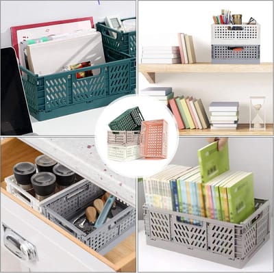 2 stuks vouwkisten, kunststof stabiele opvouwbare vouwboxen, opvouwbare opbergmand, stapelbare vouwkisten, set voor opslag keuken, slaapkamer, werkkamer, kantoor (donkergroen, 42 x 28 x 16 cm)