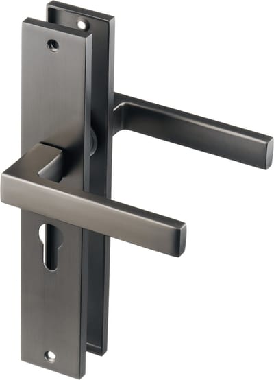 Fano - Gun Metal Deurbeslag - Cilindergat - Recht Lang Schild - PC 55mm