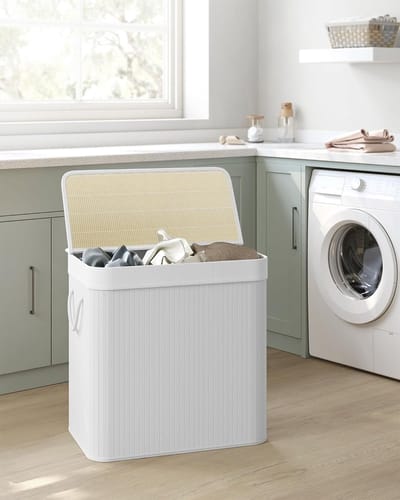 Wasmand met 3 Vakken - Opvouwbaar en Wasbaar - Laundry Basket - Wassorteerder Met Deksel - 150L.
