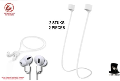 Bob Online - 2 Stuks - Witte Oordopje Silicone Lanyards niet magnetisch - 2 Pieces - White Airpod Lanyards Silicone