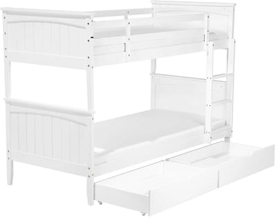ALBON - Stapelbed met opbergruimte - Wit - 90 x 200 cm - Dennenhout