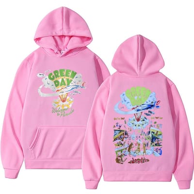 Zeldzame Punk Band Green Day Dookie Hoodie Mannen Klassiek Gotisch Vintage Rock Sweatshirt Heren Hip Hop Oversized Hoodies 90s Streetwear 3XL roze