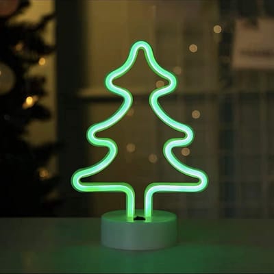 Daity Neon kerstboom - nachtlampje - neonbord met voet - neongroen LED-neonbord - USB/batterijgevoed - neonbord - neonlicht - geschikt voor bruiloften - verjaardagen - decoraties - kindercadeaus (groen) [energie-efficiëntieklasse G]