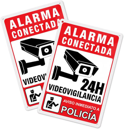 Veiligheidswaarschuwingsborden - Alarm Stickers - Huis Beveiligen - Zelfklevend Aluminium - 20x30 cm - Rood