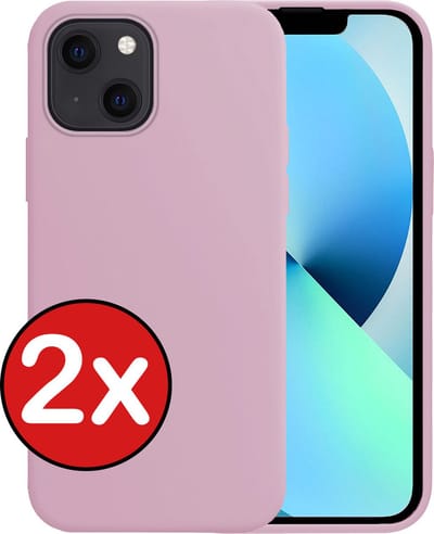Hoesje - 2 Stuks - Geschikt voor Apple iPhone 14 - Sterk & Shockproof - Telefoonhoes - Back Cover - Case Siliconen - Telefoon Hoes - Lila