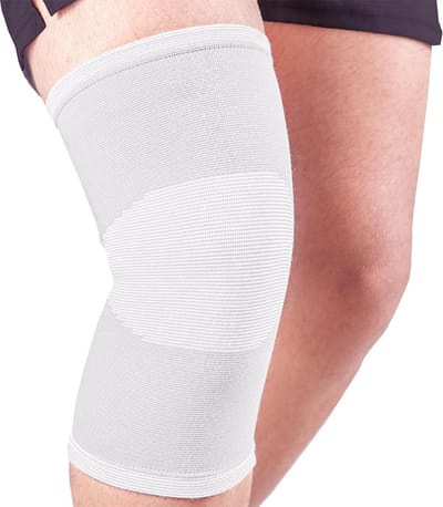 Mövibrace - Lange Kniebandage - Kniebrace - Ondersteuning Knie - Unisex - Wit - Maat XS