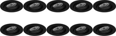 Spot Armatuur 10 Pack - Pragmi Delton Pro - GU10 Inbouwspot - Rond - Zwart - Aluminium - Kantelbaar - Ø82mm