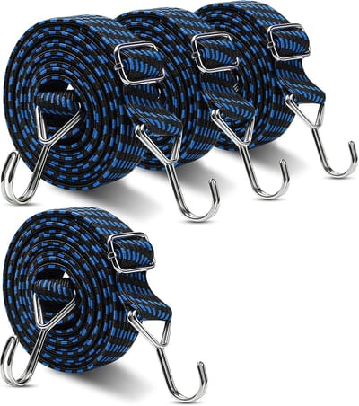 Verstelbare Bungeekoorden - Elastische Banden - Bagage Zekeren - Breder Plat Ontwerp - 203 cm Lengte - Blauw