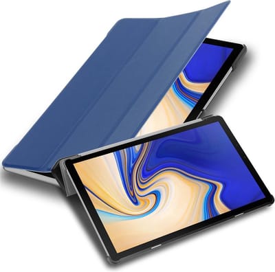 Cadorabo Tablet Hoesje geschikt voor Samsung Galaxy Tab S4 (10.5 Zoll) in JERSEY DONKER BLAUW - Ultra dun beschermend geval met automatische Wake Up en Stand functie Book Case Cover Etui