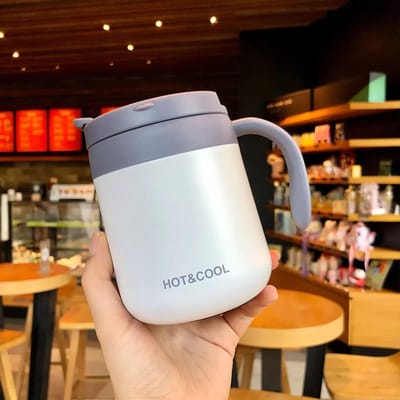 1 stuks 350 ml/500 ml Roestvrijstalen Koffie Thermosbeker Koud en Warm Thermische Waterfles met Handgreep Kantoor Vacuümfles Theekop 350-500ml