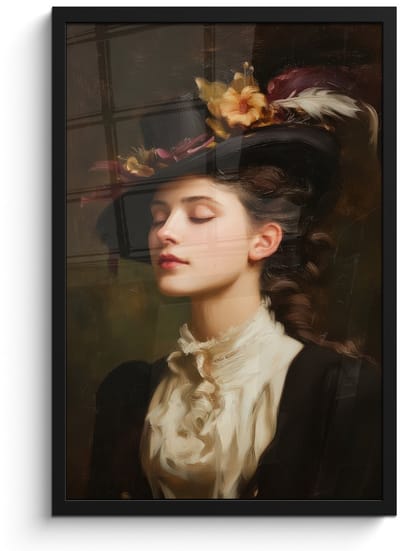 Poster in lijst - Fotolijst 40x60 cm - Posters - Vrouw - Victoriaans - Portret - Posterlijst zwart - Decoratie - Wanddecoratie woonkamer - Muurdecoratie slaapkamer