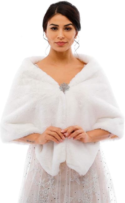 Inovra- Stola Imitatiebont - Bontsjaal voor Dames - Bruiloft/Feest - Sluiting voor Bevestiging - Warm en Zacht - One Size