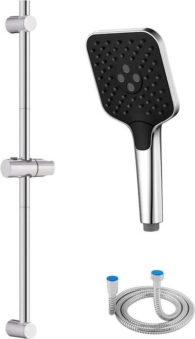 Auralum max Doucheset met Handdouche - 90 cm Glijstang - Handdouche Ø 14.5 cm - 3 standen - Doucheslang 150 cm - Glijstangset - Chroom