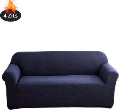 Livano Bankhoes - Bankbeschermer - Stretch - Sofa Cover - Effen - Marineblauw - 4 Zits