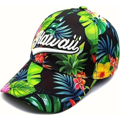 Hawaii Bloemenprint Trucker Cap, Zomer Casual Baseballpet, Verstelbare Dad Hat voor Mannen Vrouwen, Strand Buiten Snapback Caps zwart
