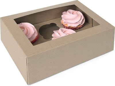 House of Marie Cupcake Doos 6 - Kraft - pk/2