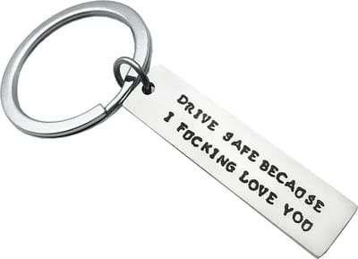 Fako Bijoux - Sleutelhanger Drive Safe Because I Fucking Love You - Sleutelring Tekst - Cadeau - Geschenk - Zilverkleurig