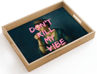 Dienblad hout 40x30 cm - Schootdienblad - Vrouw - Portret - Kroon - Borrelplank rechthoek - Plateau dienbladen