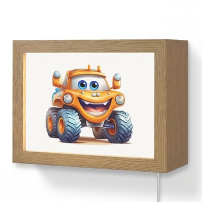 Wandlamp 20x15 cm - Oplaadbaar - Auto - Oranje - Jongen - Kind - Wandlampen binnen woonkamer - Slaapkamer lamp met kabel - Decoratieve nachtlamp - Vloerlamp snoer